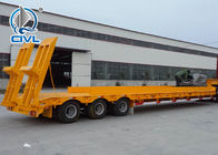 3 Axles Manual Semi Trailer Trucks Low Bed Two Single Cargo Truck New Condition