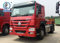 Red Prime Mover Truck HOWO 6 x 4 340HP Tractor 10 Wheels LHD/RHD