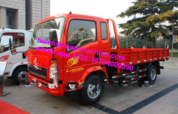 Red Howo Small Mini Light Duty Commercial Trucks Light Pickup Truckscargo Flatbed Truck