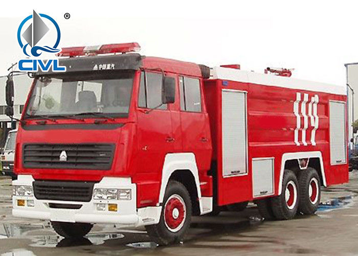 14m3 Water Tank Fire Fighting Trucks , Sinotruk Howo Fire Engine Truck Euro II Engine Red Color