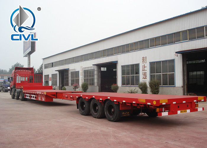 3 Axles Manual Semi Trailer Trucks Low Bed Transport Heavy Duty Machinery
