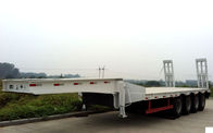 Transporting Construction MAchinery ISO CCC Low Flat Bed Trailer With 3 FUWA Axles, BPW Axles