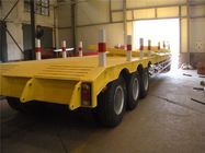 3 Axles Manual Semi Trailer Trucks Low Bed , Two Single Cargo Truck