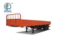 Three Axle Semi Trailer Trucks , Yeallow Color Sidewall Semi Trailer Flatbed Trailer
