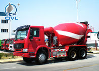 Red Color 6x4 Sinotruk Concrete Mixer Tank Truck 6 - 8M3 Euro2 336hp LHD