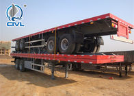 Flatbed Transport Semi Trailer Trucks 2 Axle Four Double Container Trailer