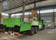8x4 Howo Lorry Sidewall Cargo Truck Green Colour 14t Knuckle Boom Crane