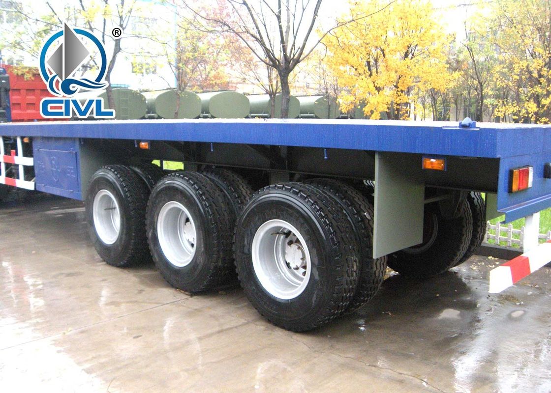 13000 Mm Length Flatbed Semi Trailers / Container Trailer Mechanical Suspension 3 axle / 2 axle semitrailer