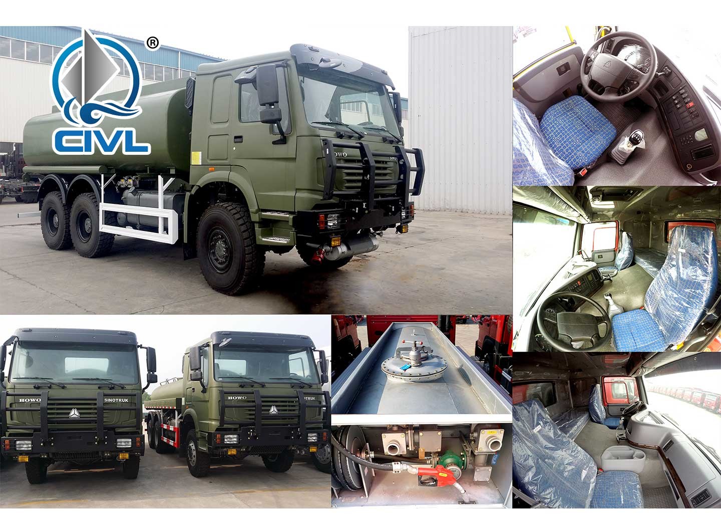 New Sinotruk Howo 6x6 All Wheel Drive Oil Tank Trucks 251 350hp Horsepower